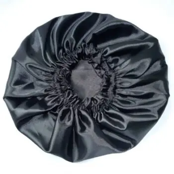 Gorro de Satín Negro para Dormir y Proteger el Cabello